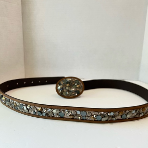 Jewel Embellished Belt silver pewter jewel tone man made material 43” - Picture 11 of 12